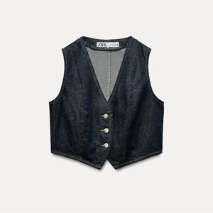 Zara Dark Blue Denim Vest Size XL
